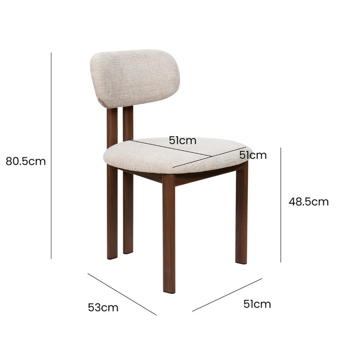 Giga Meubel - Eetkamerstoel Noor Beige|Naturel  - Set van 2