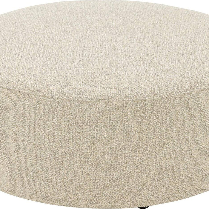 Goossens Poef Arendal in stof gemeleerd grof geweven beige