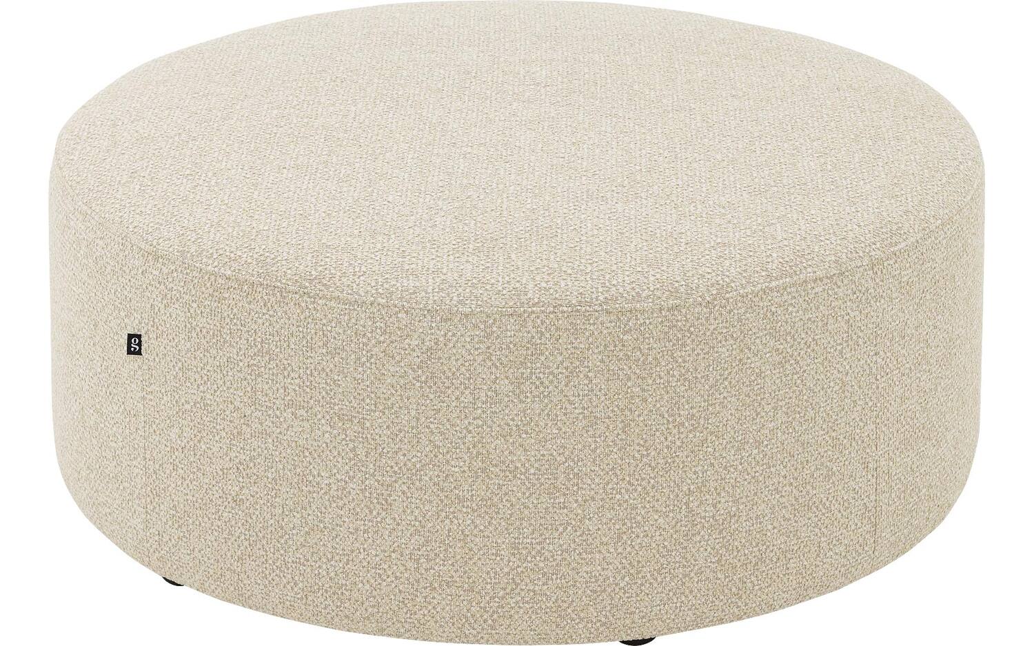 Goossens Poef Arendal in stof gemeleerd grof geweven beige