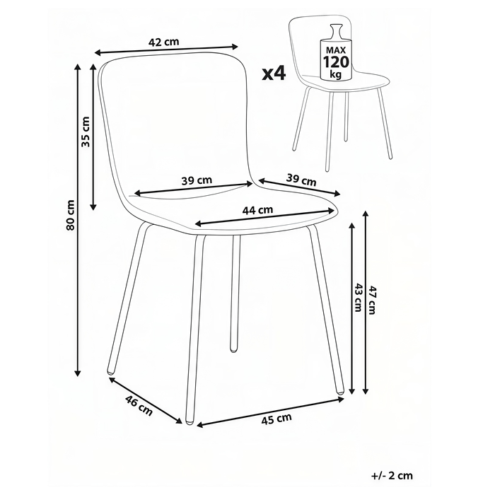 Beliani - CALDWELL - Eetkamerstoel set van 4 - Mintgroen - Polyester
