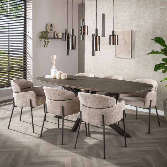 Giga Meubel - Eetkamerstoel Zand Stof - Curva - Set van 2