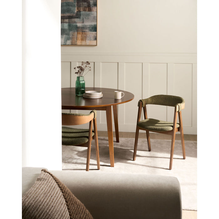 Beliani - DAY - Eetkamerstoel set van 2 - Donkerbruin|Groen - Bouclé