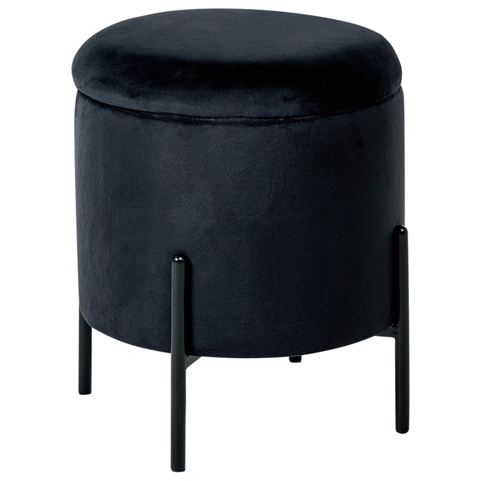 Beliani - WENONA - Opbergpoef - Zwart - Fluweel