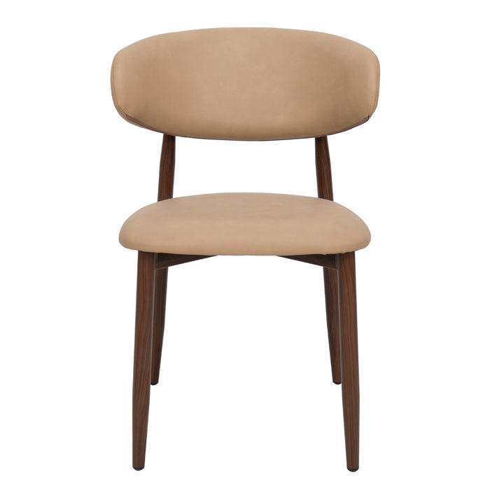 Giga Meubel - Eetkamerstoel Alexia Beige|Walnoot PU  - Set van 2