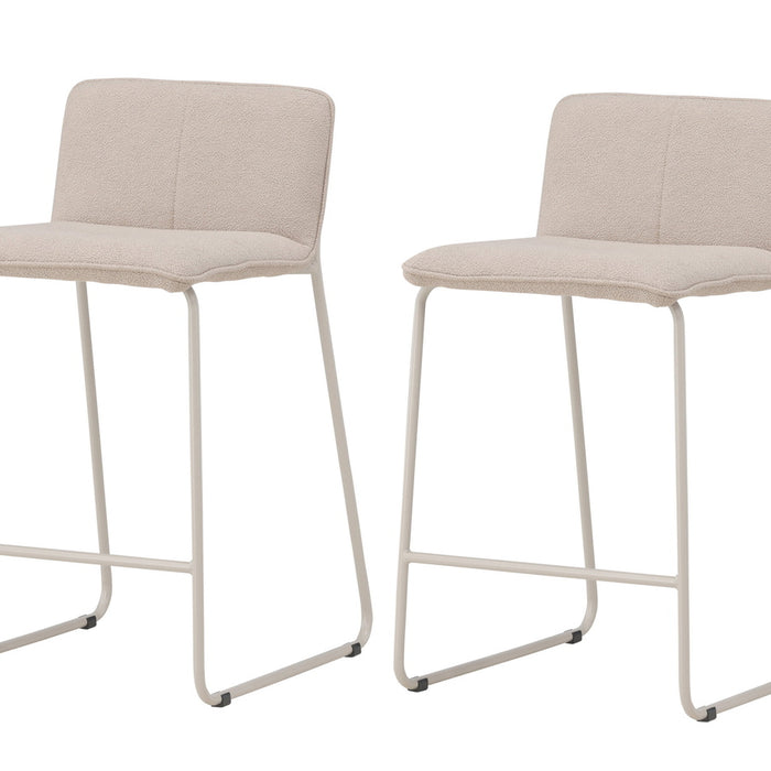 Fjôrd - Barstoel Beige Bouclé - Bisbee - Set van 2
