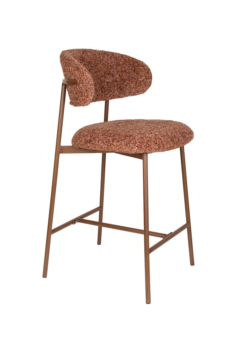 Giga Meubel - Barstoel Terracotta Stof - Claes - Set van 2