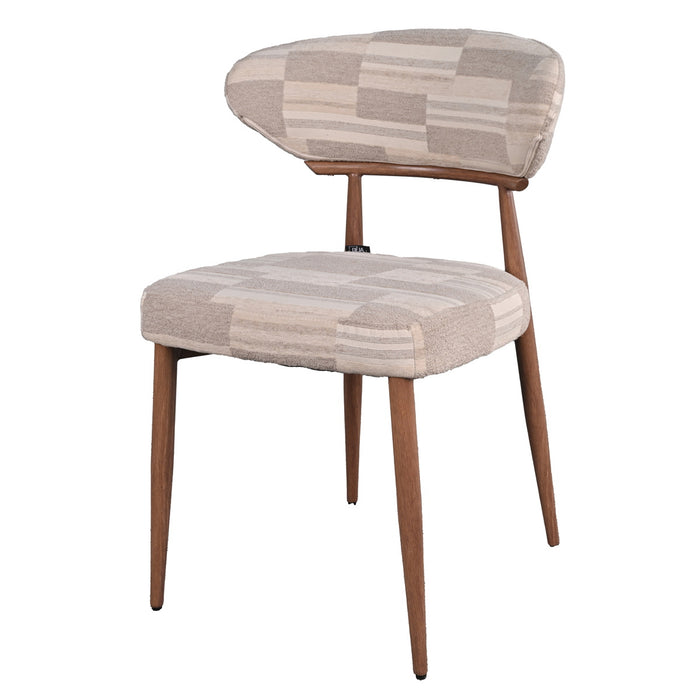 DÉJA Living - Eetkamerstoel Greige|Walnoot Stof - Nora - Set van 2