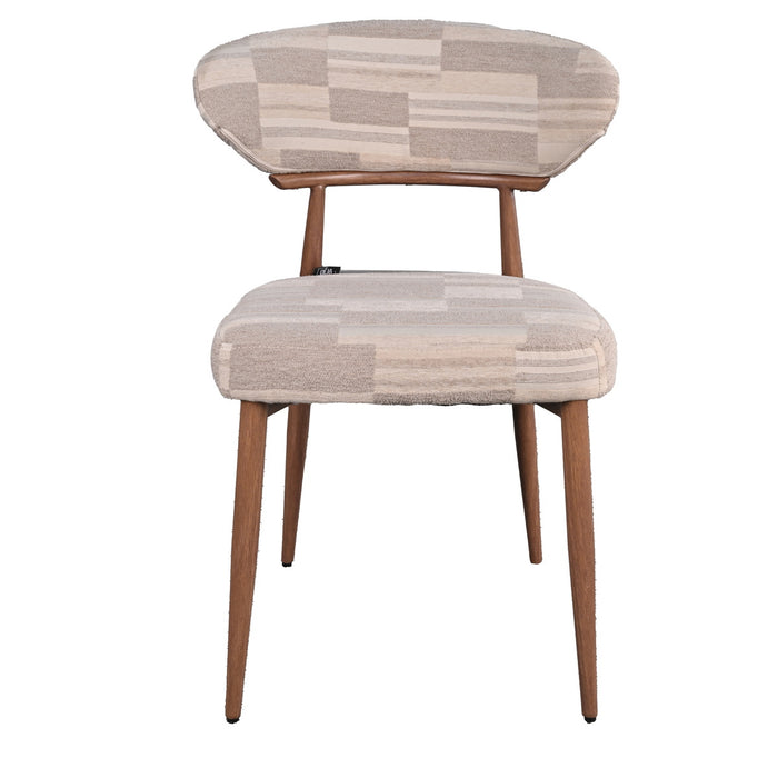 DÉJA Living - Eetkamerstoel Greige|Walnoot Stof - Nora - Set van 2