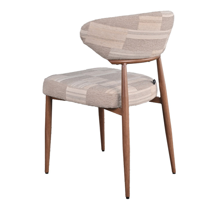 DÉJA Living - Eetkamerstoel Greige|Walnoot Stof - Nora - Set van 2