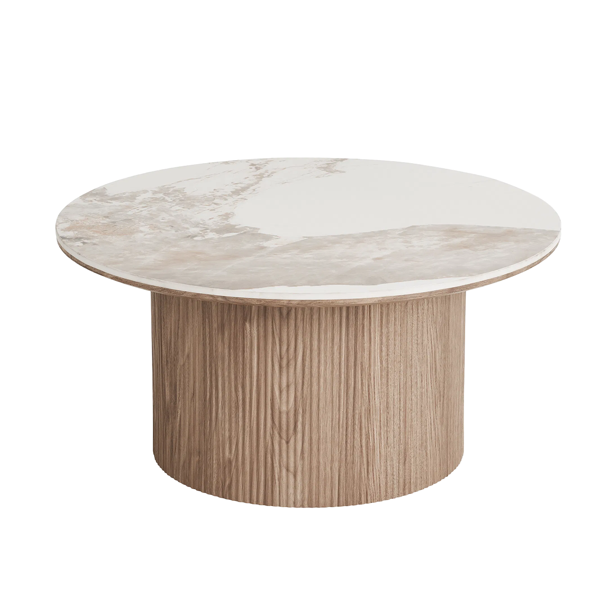 Artichok Ronda Salontafel Met Keramiek Blad Bruin - Ø 80 x 40 cm