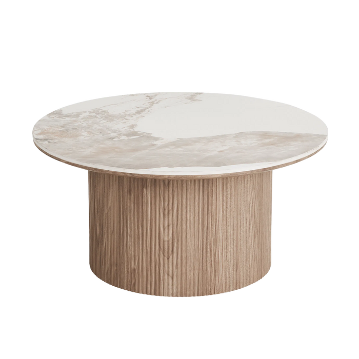 Artichok Ronda Salontafel Met Keramiek Blad Bruin - Ø 80 x 40 cm