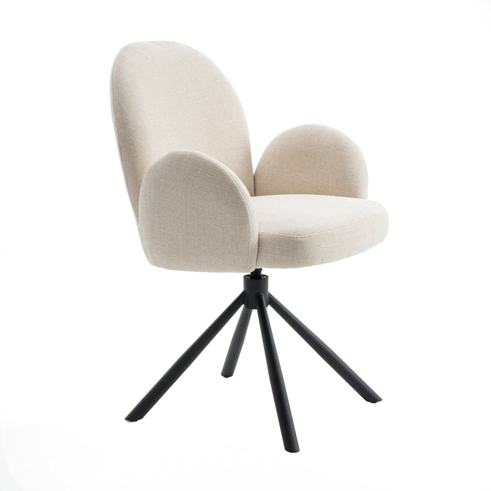 Eetkamerstoel Moon - Creme|Wit - Textiel