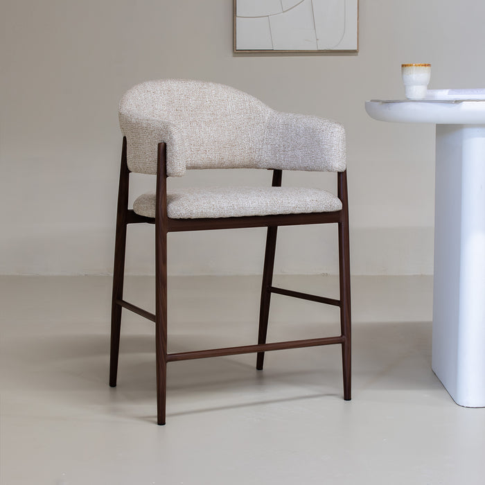 DÉJA Living - Barstoel Beige|Walnoot - Dénia - Set van 2