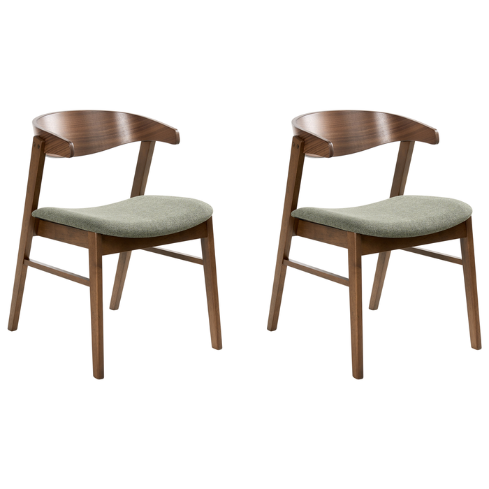 Beliani-LILLY-Eetkamerstoel set van 2-Donkerbruin|Groen-Polyester