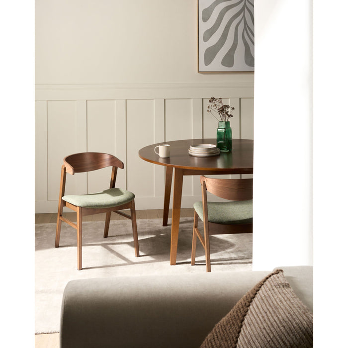 Beliani-LILLY-Eetkamerstoel set van 2-Donkerbruin|Groen-Polyester