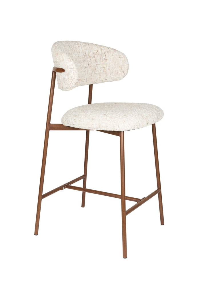 Giga Meubel - Barstoel Off White Stof - Claes - Set van 2