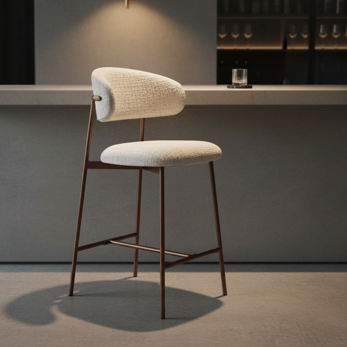 Giga Meubel - Barstoel Off White Stof - Claes - Set van 2