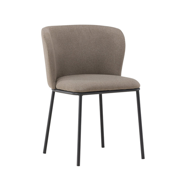 Fjôrd - Eetkamerstoel Bruin Stof - Edina - Set van 2