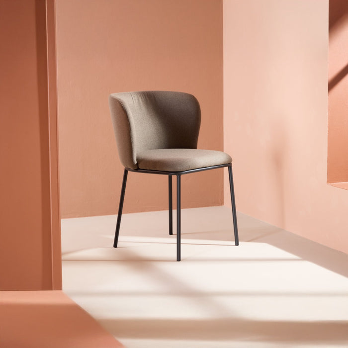 Fjôrd - Eetkamerstoel Bruin Stof - Edina - Set van 2