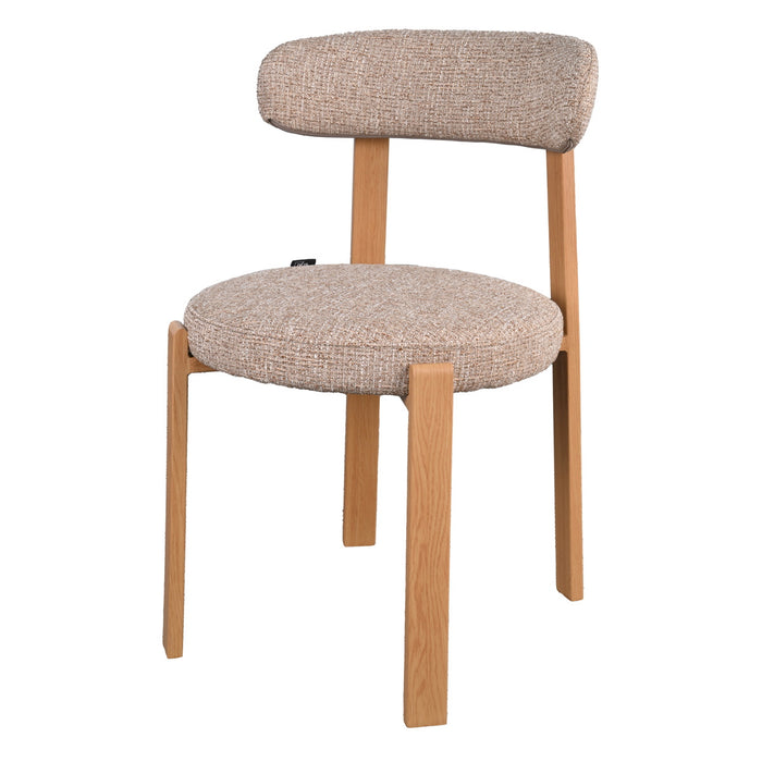 DÉJA Living - Eetkamerstoel Taupe|Naturel Stof - Lagan - Set van 2