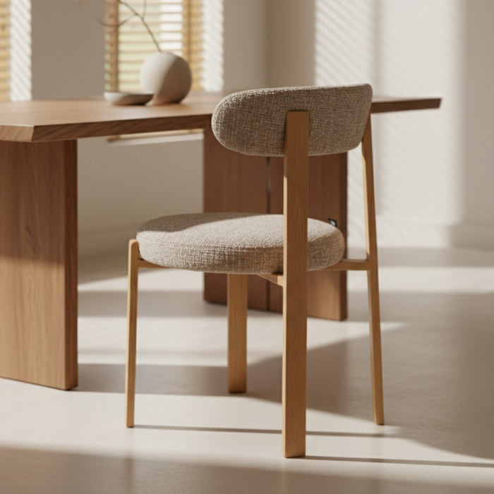 DÉJA Living - Eetkamerstoel Taupe|Naturel Stof - Lagan - Set van 2