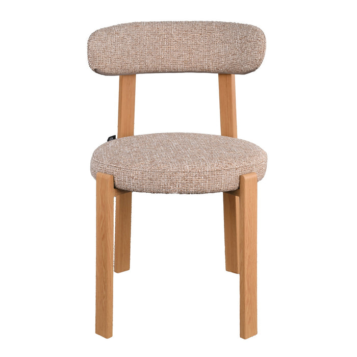 DÉJA Living - Eetkamerstoel Taupe|Naturel Stof - Lagan - Set van 2