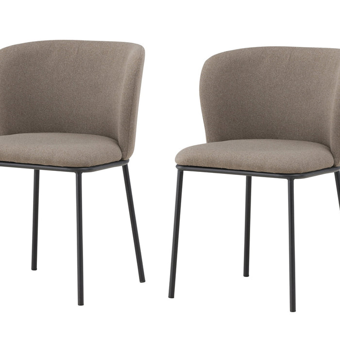 Fjôrd - Eetkamerstoel Bruin Stof - Edina - Set van 2