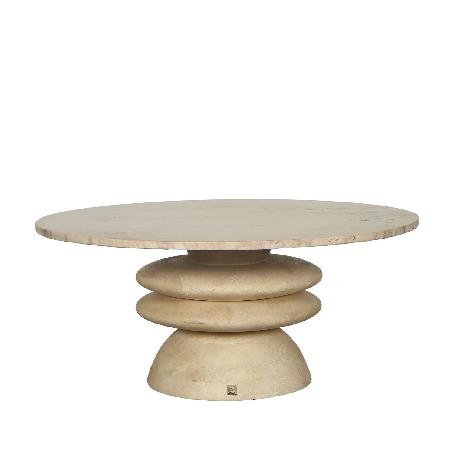 PTMD Callain Natural Mango Wood Coffee Table Marble Top