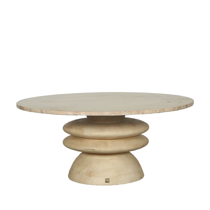 PTMD Callain Natural Mango Wood Coffee Table Marble Top