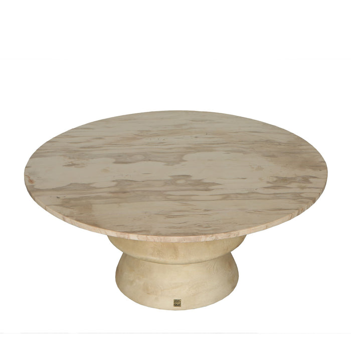 PTMD Callain Natural Mango Wood Coffee Table Marble Top