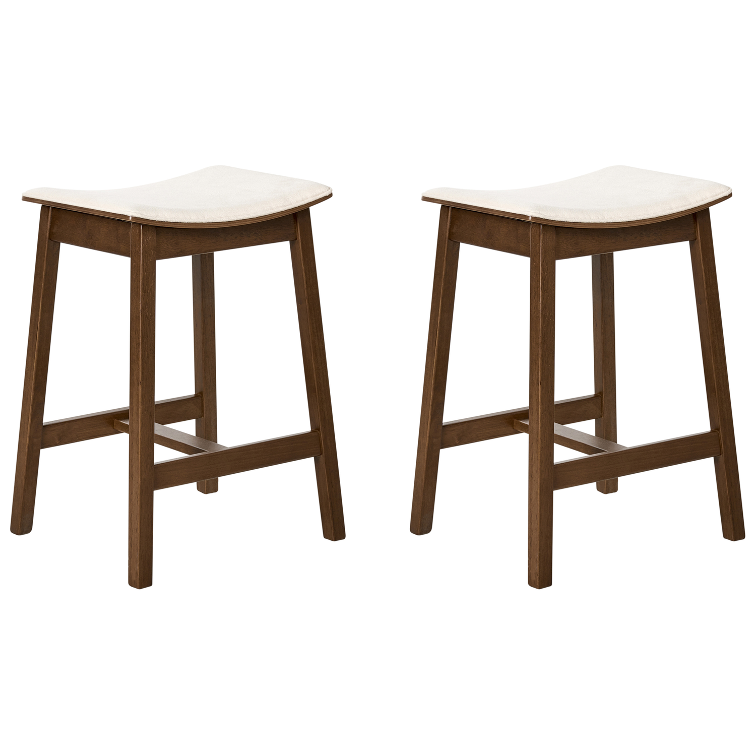 Beliani-DIXON-Barkruk set van 2-Donkerbruin|Off-white-Rubberhout