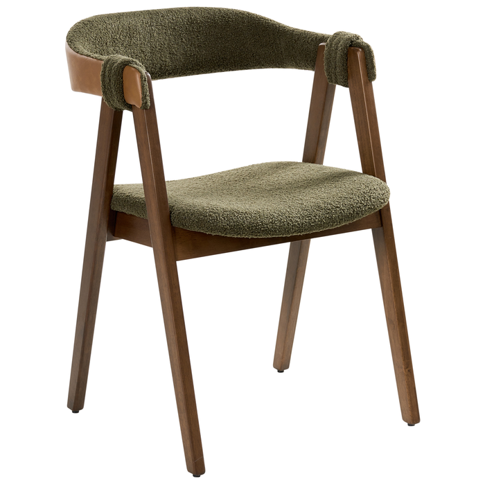 Beliani - DAY - Eetkamerstoel set van 2 - Donkerbruin|Groen - Bouclé