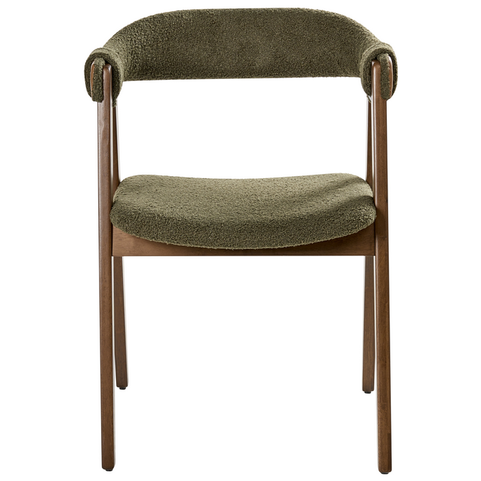 Beliani - DAY - Eetkamerstoel set van 2 - Donkerbruin|Groen - Bouclé