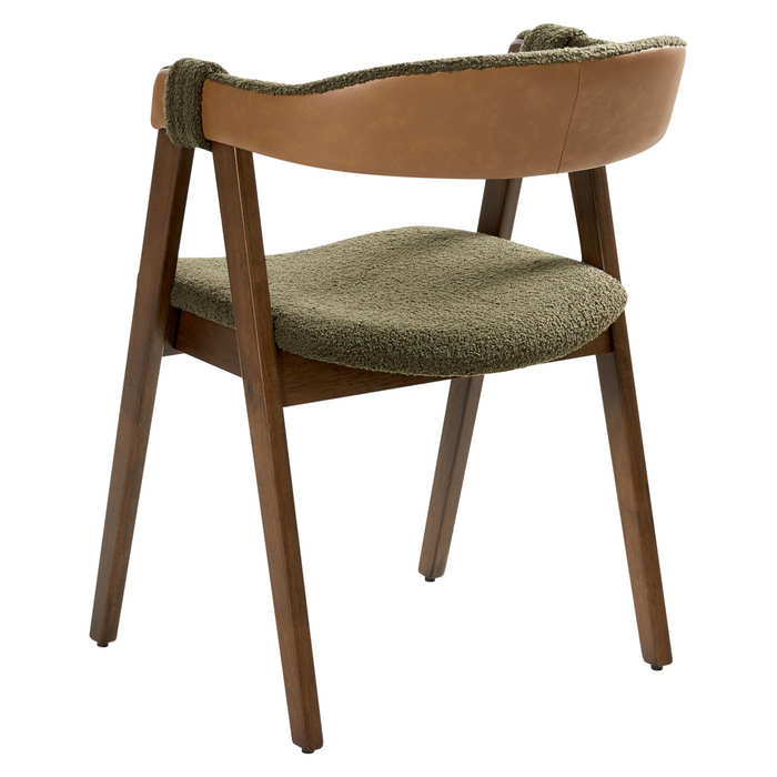 Beliani - DAY - Eetkamerstoel set van 2 - Donkerbruin|Groen - Bouclé