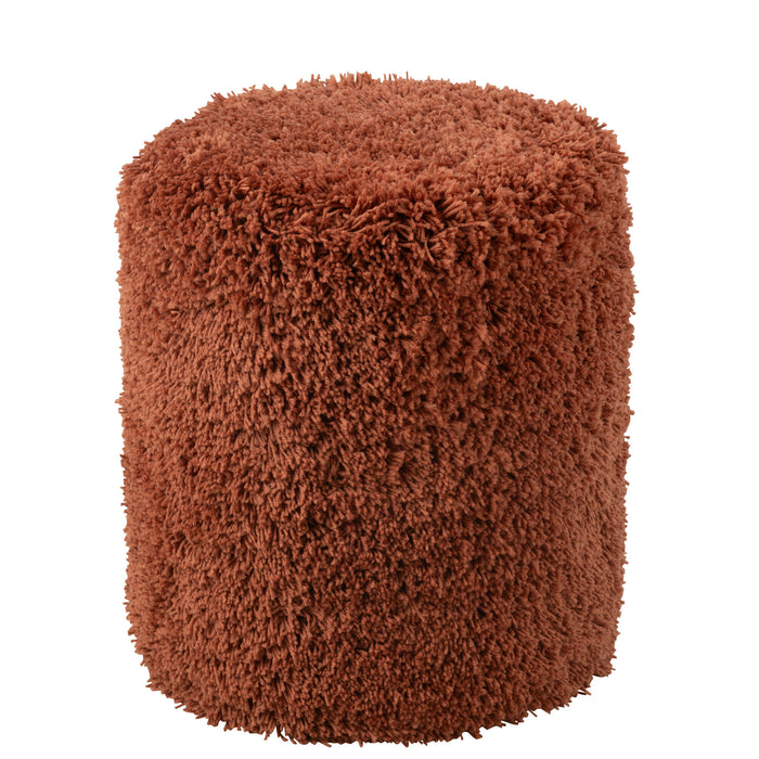 J-Line poef Cylinder Pluizig - polyester - koper