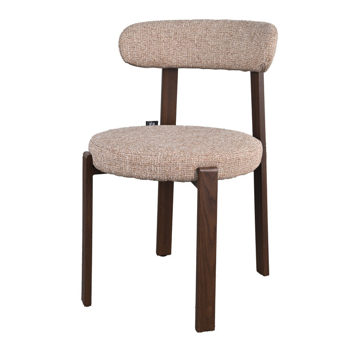 DÉJA Living - Eetkamerstoel Taupe|Walnoot Stof - Lagan - Set van 2