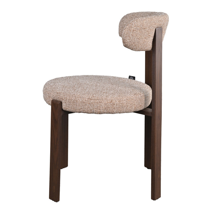 DÉJA Living - Eetkamerstoel Taupe|Walnoot Stof - Lagan - Set van 2