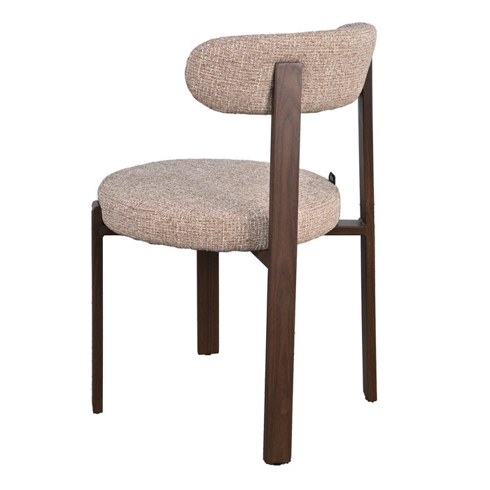 DÉJA Living - Eetkamerstoel Taupe|Walnoot Stof - Lagan - Set van 2