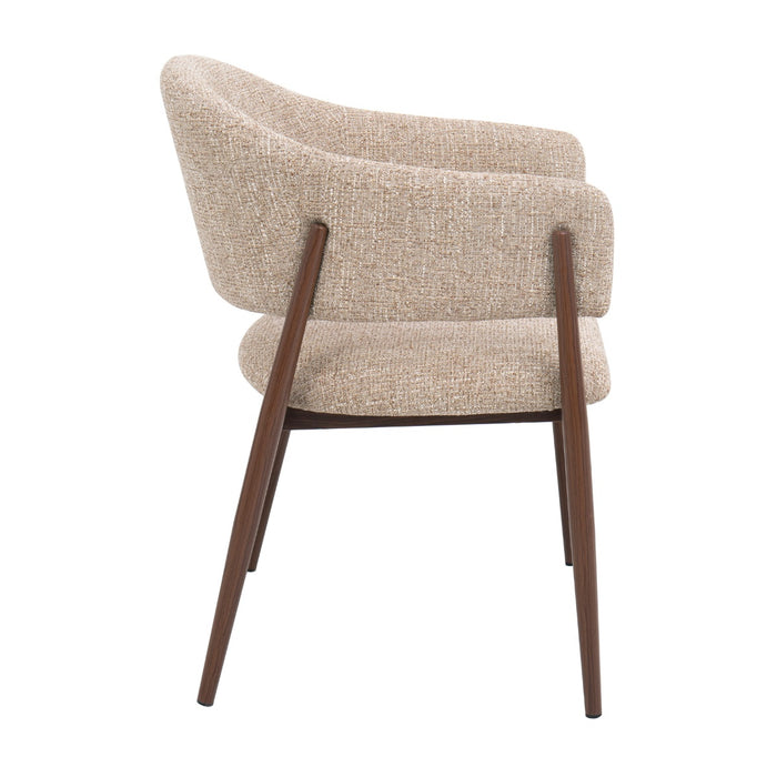 DÉJA Living - Eetkamerstoel Taupe|Walnoot - Dénia - Set van 2