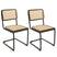PIERRE - Lot de 2 chaises assise bois noir|rotin naturel pieds métal