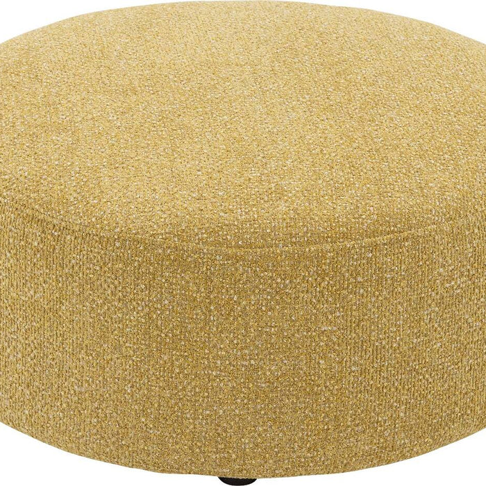 Goossens Poef Arendal in stof gemeleerd grof geweven brass