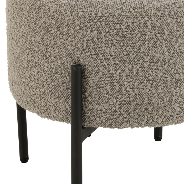 J-Line kruk Bouclé - hout - grijs|zwart