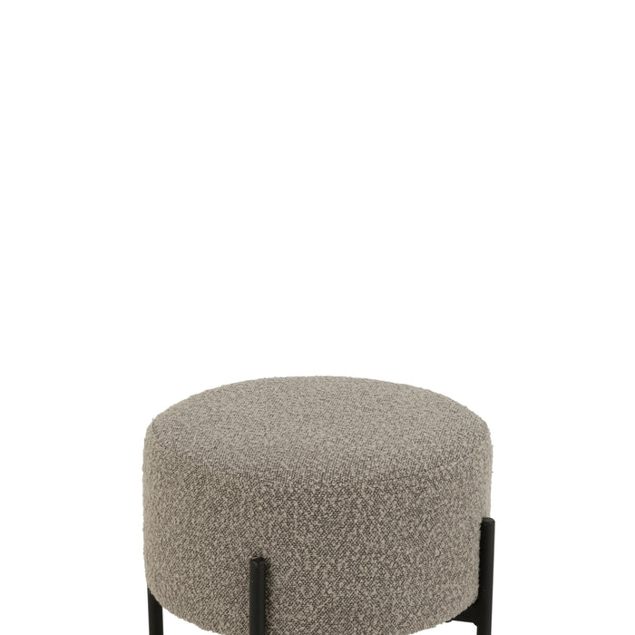 J-Line kruk Bouclé - hout - grijs|zwart