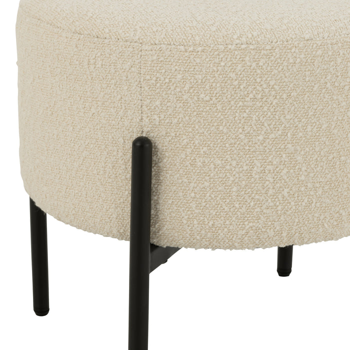 J-Line kruk Bouclé - hout - wit|zwart