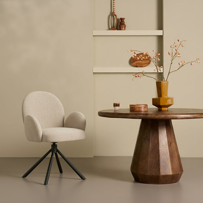 Eetkamerstoel Moon - Beige|Bruin - Textiel