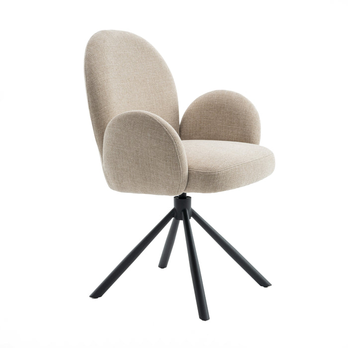 Eetkamerstoel Moon - Beige|Bruin - Textiel