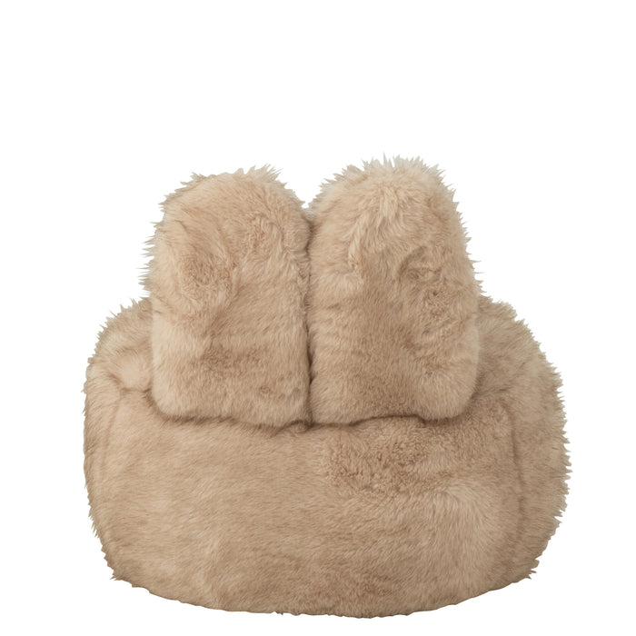 J-Line kruk Fur Bunny - hout - beige