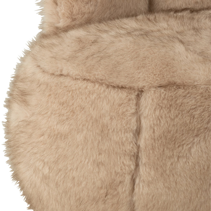 J-Line kruk Fur Bunny - hout - beige