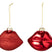 J-Line hanger Lippen - glas - rood - 2 stuks
