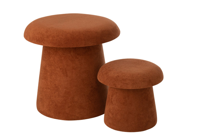 J-Line kruk Paddenstoel - hout - terracotta - small - set va